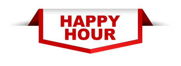 Red and white banner happy hour — Stock Vector