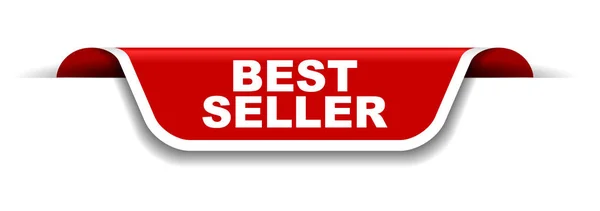 Banner rojo y blanco best seller — Vector de stock