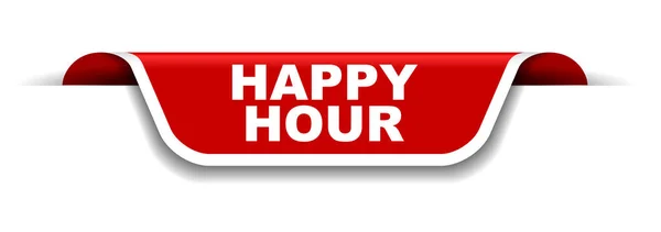 Red and white banner happy hour — Stock Vector