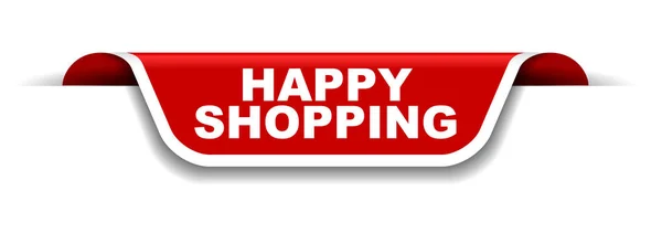 Kırmızı ve beyaz mutlu alışveriş banner — Stok Vektör
