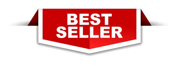 Banner rojo y blanco best seller — Vector de stock