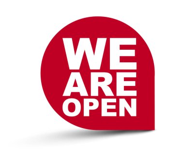 Biz açıktır kırmızı vektör afiş