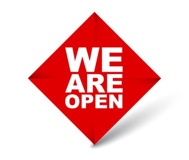 Biz açıktır kırmızı vektör afiş