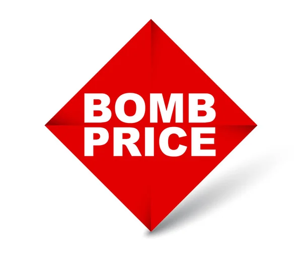 Červený vektor nápis bomba cena — Stockový vektor