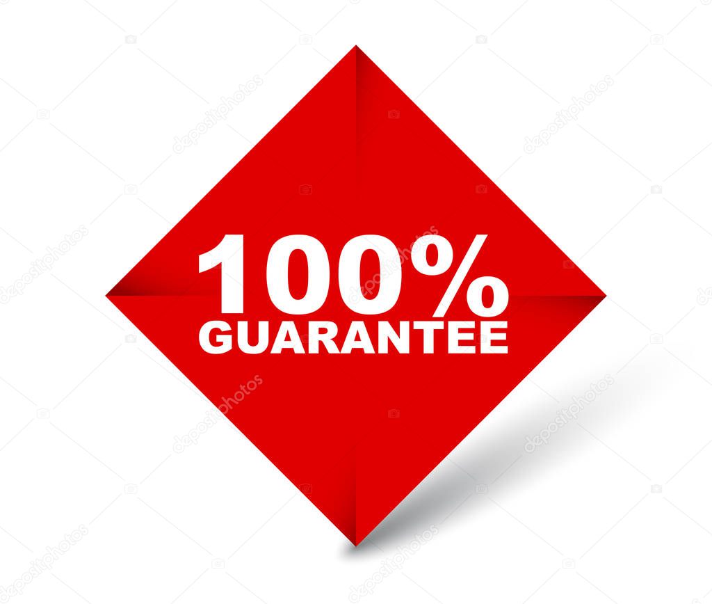 red vector banner 100% guarantee