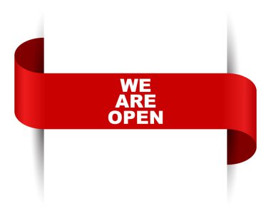 Biz açıktır kırmızı vektör afiş