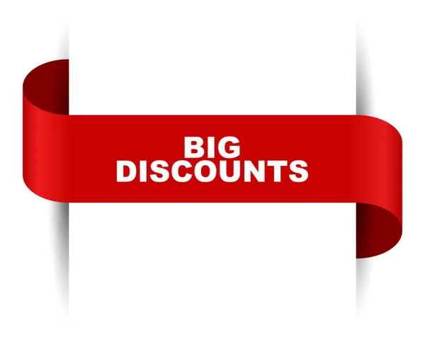 Red vector banner big discounts — Stock Vector
