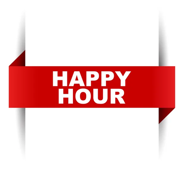 Banner vector rojo happy hour — Archivo Imágenes Vectoriales