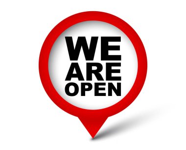 Biz açıktır kırmızı vektör afiş