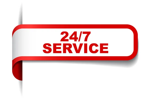 Banner vetorial vermelho 24 / 7 serviço —  Vetores de Stock