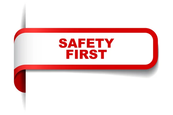 Red vector banner safety first — Stock Vector