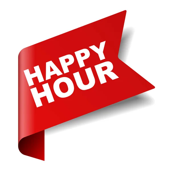 Banner vector rojo happy hour — Archivo Imágenes Vectoriales