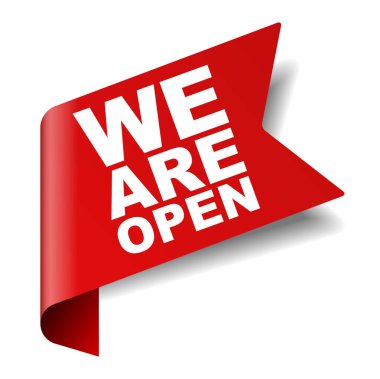 Biz açıktır kırmızı vektör afiş