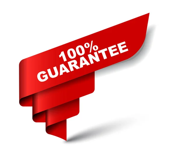Red vector banner 100% guarantee — Stock Vector