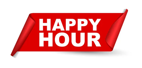 Banner vector rojo happy hour — Archivo Imágenes Vectoriales