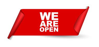 Biz açıktır kırmızı vektör afiş