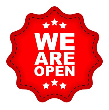 Biz açıktır kırmızı vektör afiş