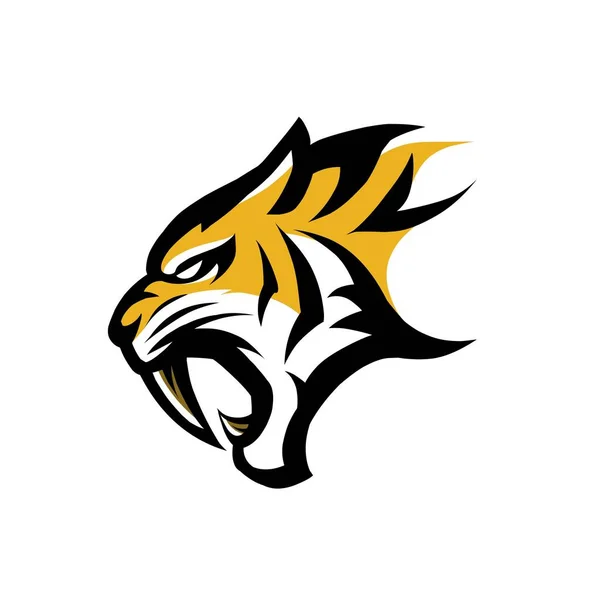 Tiger Djur Maskot Huvud Vektor Illustration Logotyp — Stock vektor