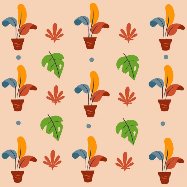 Çağdaş çiçeksiz desen. Modern egzotik bitkiler modadan pastel renklere sahip vektör illüstrasyonu