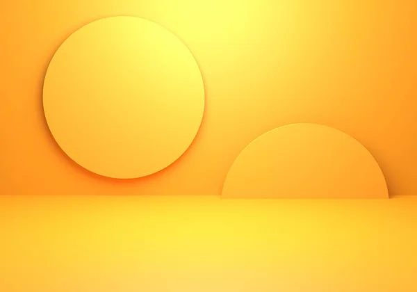 Візуалізація Порожнього Жовтого Помаранчевого Абстрактного Мінімального Концептуального Фону Сцена Реклами — стокове фото