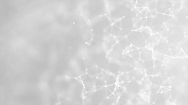 Gri arka planda soyut pleksus. bağlantı parlayan çizgiler ve noktalar. Tasarım, reklam, teknoloji, tıbbi, kimyasal, bilim, iş dünyası, teknoloji konsepti. 3B görüntüleme