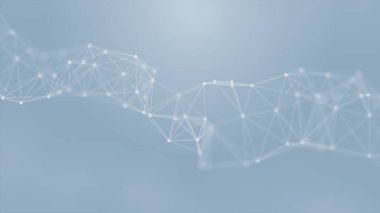 Mavi arkaplanda bağlantı çizgileri olan soyut gelecekçi. Pleksus yapısı. Bilim, İş, İletişim, Tıp, Teknoloji, Ağ, Siber, Bilim-Kurgu Konsepti. İllüzyon. 3B görüntüleme