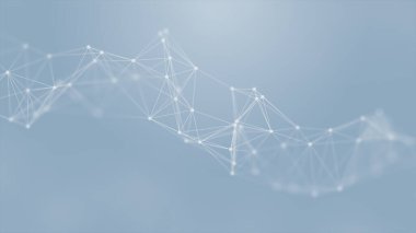 Mavi arkaplanda bağlantı çizgileri olan soyut gelecekçi. Pleksus yapısı. Bilim, İş, İletişim, Tıp, Teknoloji, Ağ, Siber, Bilim-Kurgu Konsepti. İllüzyon. 3B görüntüleme