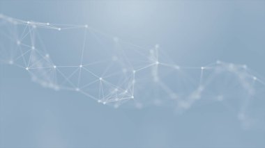 Mavi arkaplanda bağlantı çizgileri olan soyut gelecekçi. Pleksus yapısı. Bilim, İş, İletişim, Tıp, Teknoloji, Ağ, Siber, Bilim-Kurgu Konsepti. İllüzyon. 3B görüntüleme