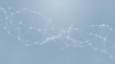 Mavi arkaplanda bağlantı çizgileri olan soyut gelecekçi. Pleksus yapısı. Bilim, İş, İletişim, Tıp, Teknoloji, Ağ, Siber, Bilim-Kurgu Konsepti. İllüzyon. 3B görüntüleme