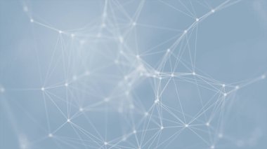 Mavi arkaplanda bağlantı çizgileri olan soyut gelecekçi. Pleksus yapısı. Bilim, İş, İletişim, Tıp, Teknoloji, Ağ, Siber, Bilim-Kurgu Konsepti. İllüzyon. 3B görüntüleme
