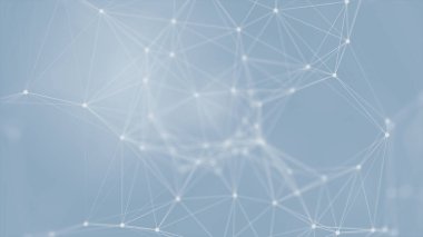 Mavi arkaplanda bağlantı çizgileri olan soyut gelecekçi. Pleksus yapısı. Bilim, İş, İletişim, Tıp, Teknoloji, Ağ, Siber, Bilim-Kurgu Konsepti. İllüzyon. 3B görüntüleme