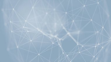 Mavi arkaplanda bağlantı çizgileri olan soyut gelecekçi. Pleksus yapısı. Bilim, İş, İletişim, Tıp, Teknoloji, Ağ, Siber, Bilim-Kurgu Konsepti. İllüzyon. 3B görüntüleme