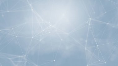 Mavi arkaplanda bağlantı çizgileri olan soyut gelecekçi. Pleksus yapısı. Bilim, İş, İletişim, Tıp, Teknoloji, Ağ, Siber, Bilim-Kurgu Konsepti. İllüzyon. 3B görüntüleme