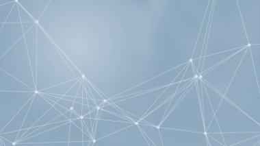 Mavi arkaplanda bağlantı çizgileri olan soyut gelecekçi. Pleksus yapısı. Bilim, İş, İletişim, Tıp, Teknoloji, Ağ, Siber, Bilim-Kurgu Konsepti. İllüzyon. 3B görüntüleme
