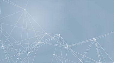 Mavi arkaplanda bağlantı çizgileri olan soyut gelecekçi. Pleksus yapısı. Bilim, İş, İletişim, Tıp, Teknoloji, Ağ, Siber, Bilim-Kurgu Konsepti. İllüzyon. 3B görüntüleme