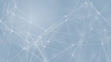 Mavi arkaplanda bağlantı çizgileri olan soyut gelecekçi. Pleksus yapısı. Bilim, İş, İletişim, Tıp, Teknoloji, Ağ, Siber, Bilim-Kurgu Konsepti. İllüzyon. 3B görüntüleme