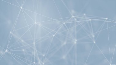 Mavi arkaplanda bağlantı çizgileri olan soyut gelecekçi. Pleksus yapısı. Bilim, İş, İletişim, Tıp, Teknoloji, Ağ, Siber, Bilim-Kurgu Konsepti. İllüzyon. 3B görüntüleme