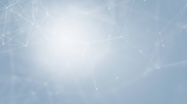 Mavi arkaplanda bağlantı çizgileri olan soyut gelecekçi. Pleksus yapısı. Bilim, İş, İletişim, Tıp, Teknoloji, Ağ, Siber, Bilim-Kurgu Konsepti. İllüzyon. 3B görüntüleme