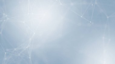 Mavi arkaplanda bağlantı çizgileri olan soyut gelecekçi. Pleksus yapısı. Bilim, İş, İletişim, Tıp, Teknoloji, Ağ, Siber, Bilim-Kurgu Konsepti. İllüzyon. 3B görüntüleme