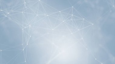 Mavi arkaplanda bağlantı çizgileri olan soyut gelecekçi. Pleksus yapısı. Bilim, İş, İletişim, Tıp, Teknoloji, Ağ, Siber, Bilim-Kurgu Konsepti. İllüzyon. 3B görüntüleme