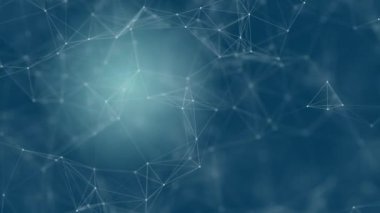 Soyut arka plan koyu mavi. Tıbbi, ticari, mühendislik ve bilimin pleksus hareketi grafiği. Teknoloji konsepti. hareket eden çizgiler ve noktalar. Güzel animasyon. 3 boyutlu görüntüleme. Popüler video. 4K UHD