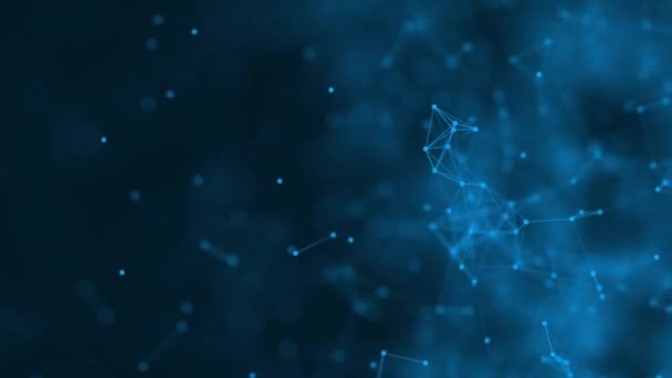 Tecnologia Abstrata Futurista Partícula Fundo Azul Plexo Linhas Conexão Brilho — Vídeo de Stock