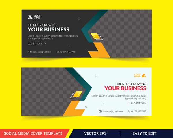 Business facebook cover, Corporate facebook timeline cover template design, Template banner design for social network.