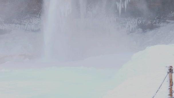Winter Observation Deck Closed Waterfall Seljalandsfoss — Stock Video