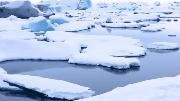 Mensen Maken Foto Ijsstroom Water Blauwe Lagune Jokulsarlon Ijsland — Stockvideo