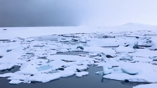 Scorrevole Sinistra Sul Panorama Della Laguna Blu Jokulsarlon Islanda — Video Stock