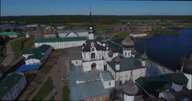 Bir kuş bakışı görünüme Solovki manastır görünümünü. Beyaz deniz. Rusya, Arkhangelsk bölgesi