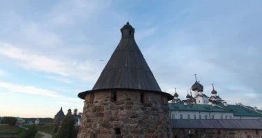 Bir kuş bakışı görünüme Solovki manastır görünümünü. Beyaz deniz. Rusya, Arkhangelsk bölgesi