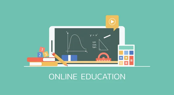 Learning Line Vzdělávání Koncept Dálkové Učení Matematiky Lekce Webové Platformě — Stockový vektor