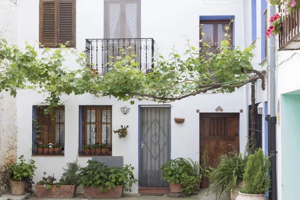 View Typical Street Ain White Facades Interior Wall Painted Different — Stock Photo, Image